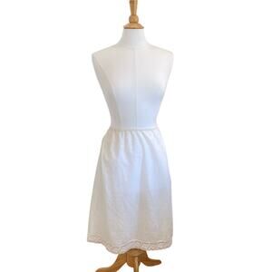 Vintage 80s 90s Wonder Maid White Lace Trim Half Slip, Cotton Blend, Size M